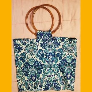 🦋VTG 60s 70s BOHO Floral Print Canvas Tote Bag